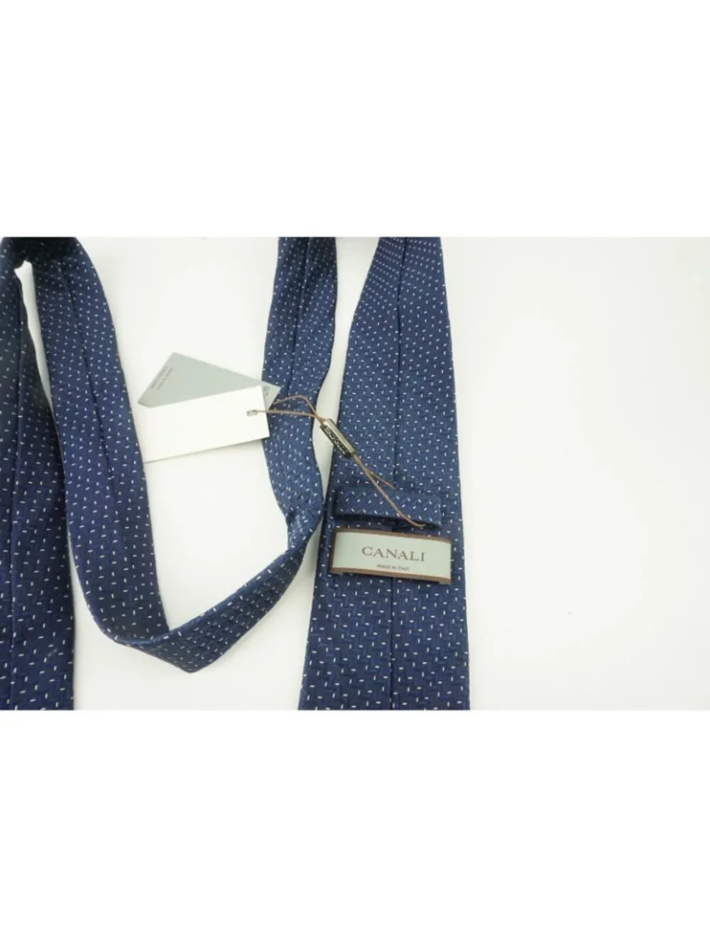 Canali Sapphire Denim Blue Geometric 100% Silk Tie Brand New With Tags
